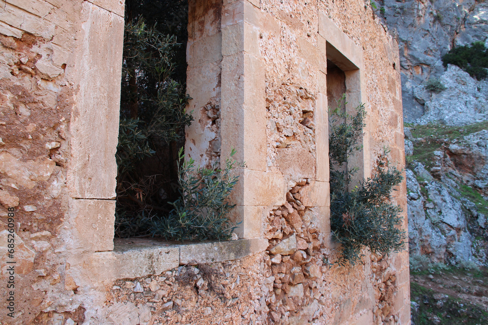 Fototapeta premium ruined orthodox monastery (khatoliko) in crete in greece