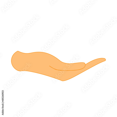 Facing up hand vector illustration isolated on white background. open palm up in getting or receiving something gesture, holding, showing, presenting product business concept