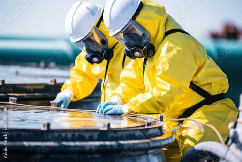 Person working at a nuclear power plant. photo