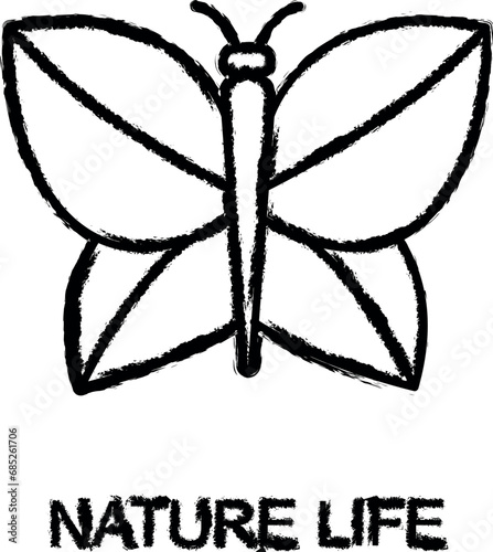 nature life outline icon grunge style vector