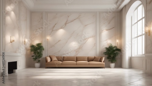 light and shadow room mock ups - light beige and white marble wall
