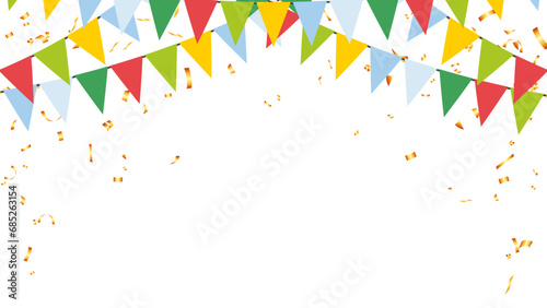 Banner of garlands flag and confetti for Christmas elements design vector Illustration
