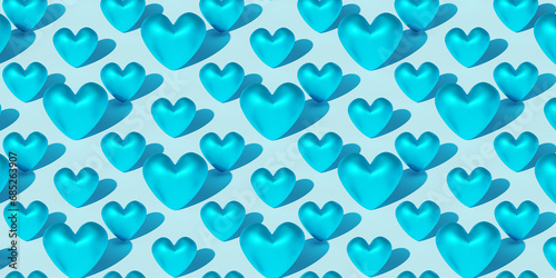 Love 3d heart set, color hearts. Happy Valentines Day - Love you label, 3d love banner. Pattern with heart.