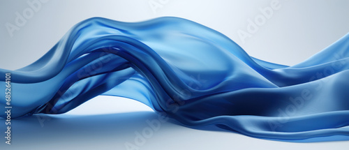 Ethereal 3D render of blue fabric floating gracefully.