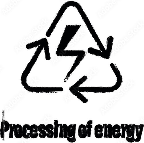 Processing of energy icon grunge style vector