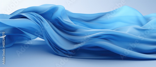 blue fabric floating gracefully.