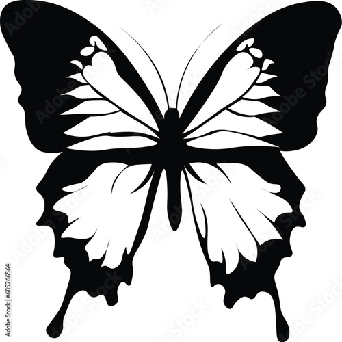 Cartoon Black and White Isolated Illustration Vector Of A Butterfly