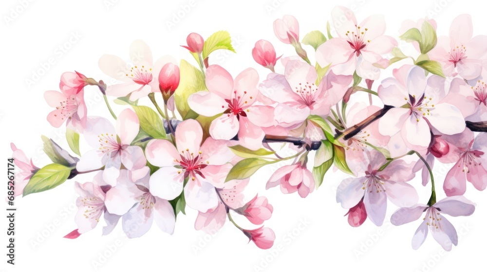 watercolor cherry blossom , frame watercolor illustration