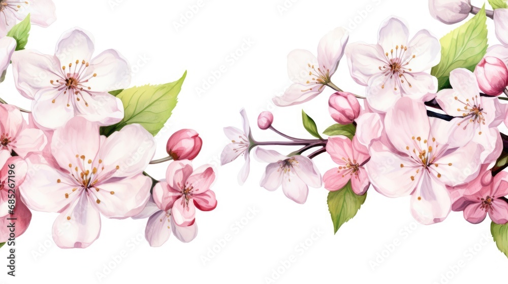 watercolor cherry blossom , frame watercolor illustration