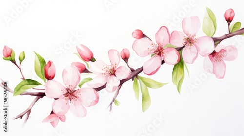 watercolor cherry blossom , frame watercolor illustration © Maryna