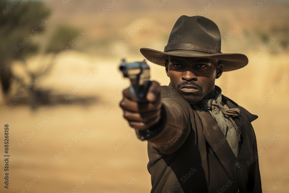 african american man holding a gun in his hands