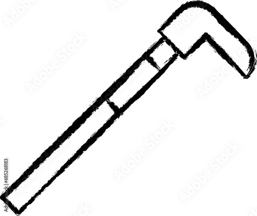 Firefighter, crowbar two color icon grunge style vector