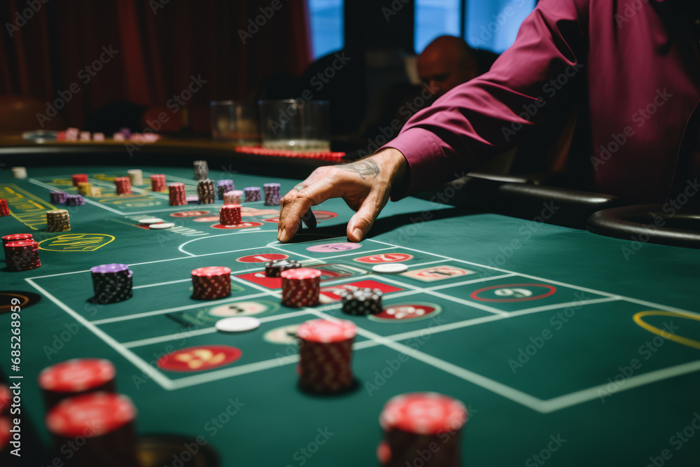 Action Shot of Dice Being Thrown on a Craps Table . Generative Ai Action Shot of Dice Being Thrown on a Craps Table . Generative Ai