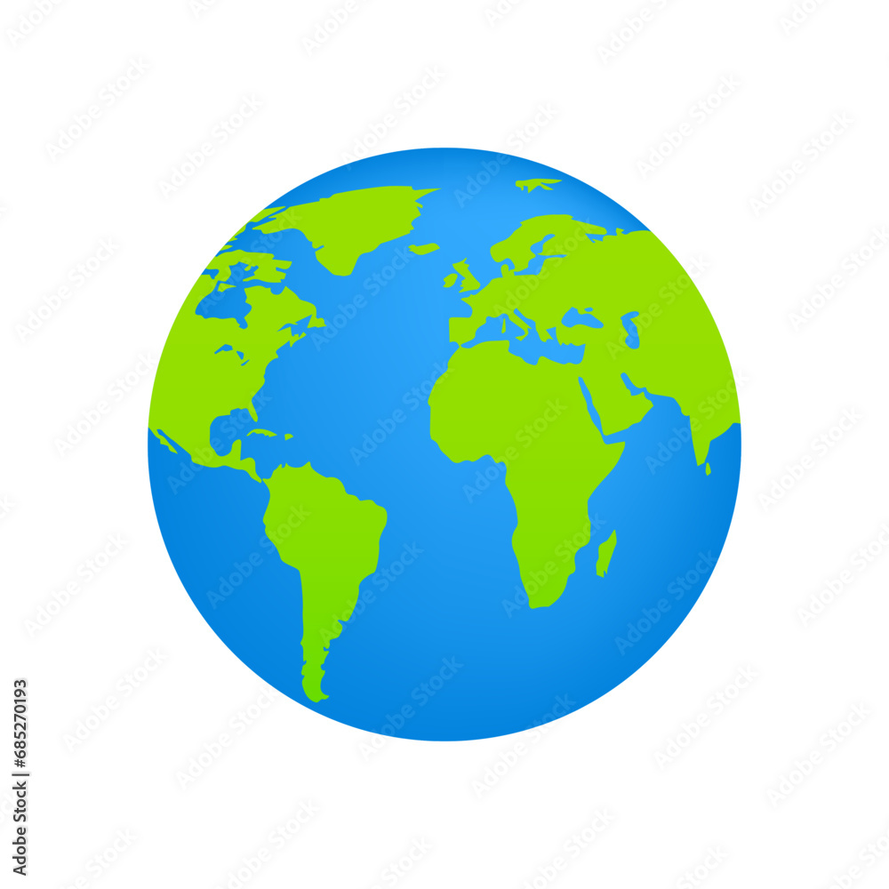 Earth globes isolated on white background. Flat planet earth icon. Earth day or environment conservation concept. Save green planet concept. Vector illustration