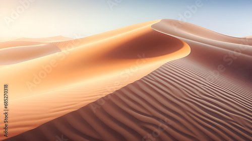 Soft abstract desert sand dunes landscape  Panoramic view of the Sahara desert at sunset  Morocco.  desert scenery   