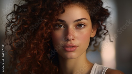 Curly hair woman smile