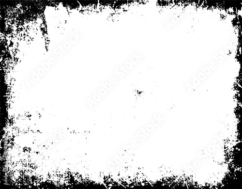 Grunge border vector texture background. Abstract frame overlay. Dirty and damaged backdrop. Vector graphic illustration with transparent white. EPS10.