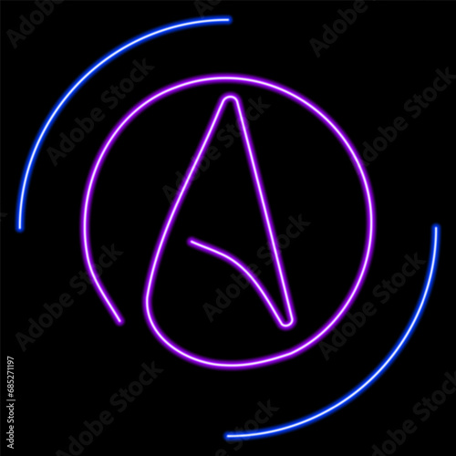 atheism neon sign, modern glowing banner design, colorful modern design trends on black background. Vector illustration.
