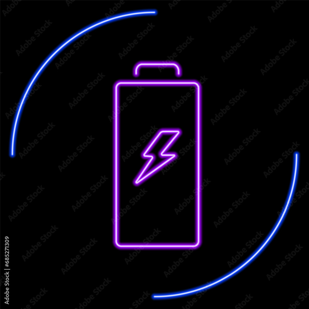 battery neon sign, modern glowing banner design, colorful modern design trends on black background. Vector illustration. battery neon sign, modern glowing banner design, colorful modern design trends on black background. Vector illustration.