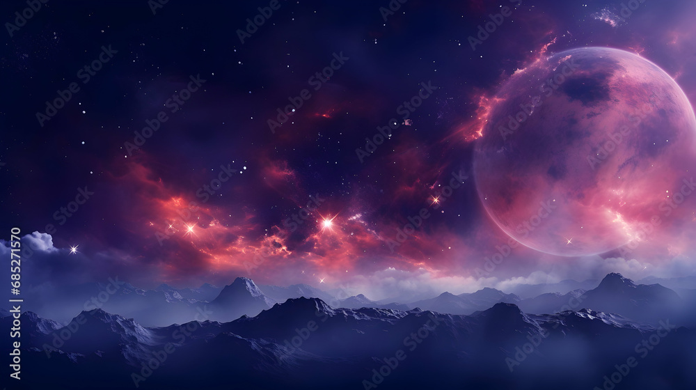 Universe space galaxy planet milky way solar system technology background wallpaper illustration ,Generated with AI.