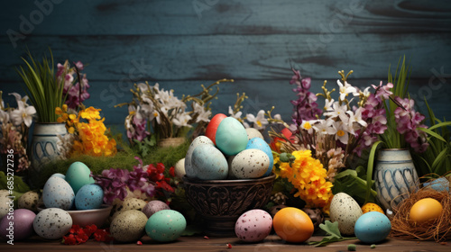 Serene Easter Harmony: A Colorful Picture-Perfect Wallpaper Arrangement