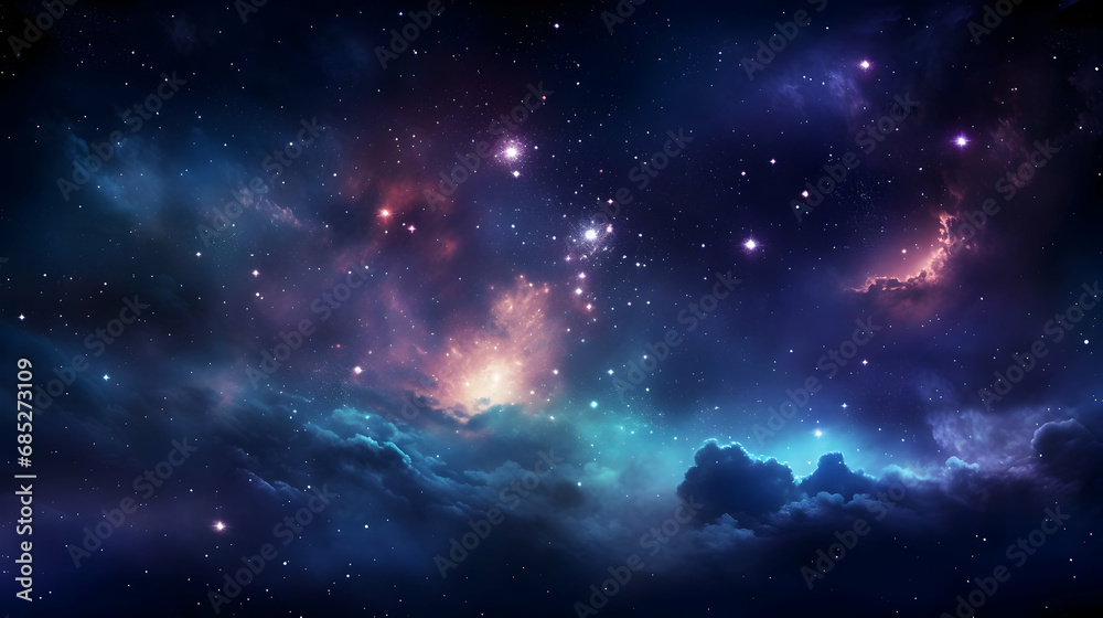 Fototapeta premium surreal abstract space background, colorful galaxy and lights ,Generated with AI.