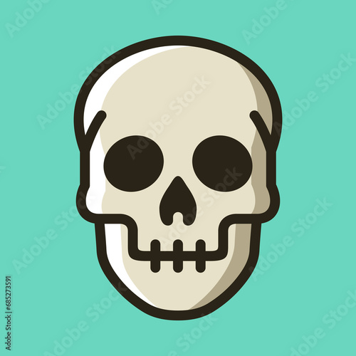 Skull line flat icon, Human skeleton head. Death, pirate and danger symbol. Vector illustration