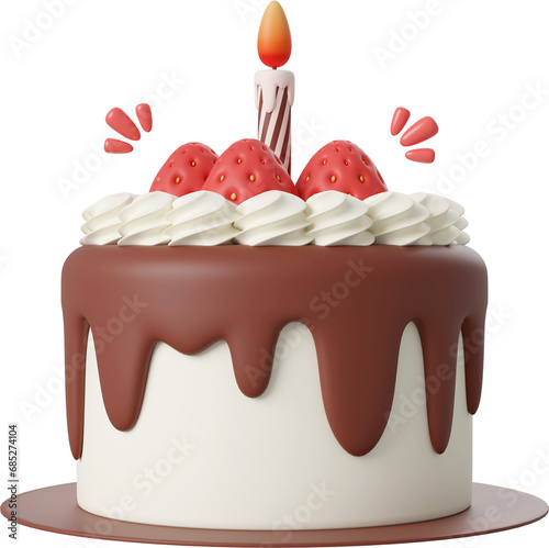 Birthday cake for celebration party, Happy Birthday, 3d illustration