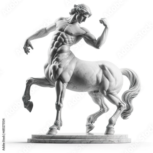 Majestic centaur sculpture, with hands clenched in a powerful fist, symbolizing strength and determination photo