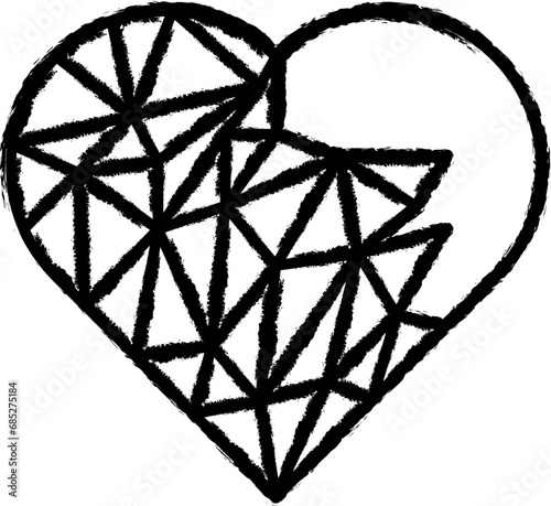 heart outline icon grunge style vector