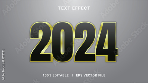 Happy New Year 2024 text effect editable modern lettering font style
