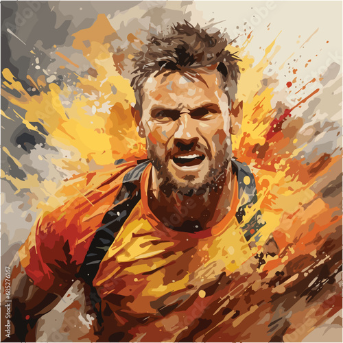 Man running abstract watercolor style (ID: 685276167)