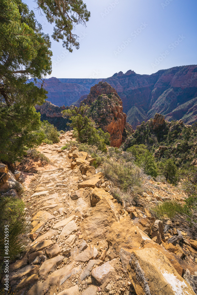 hiking the grandview trail in the grand canyon national park, arizona, usa