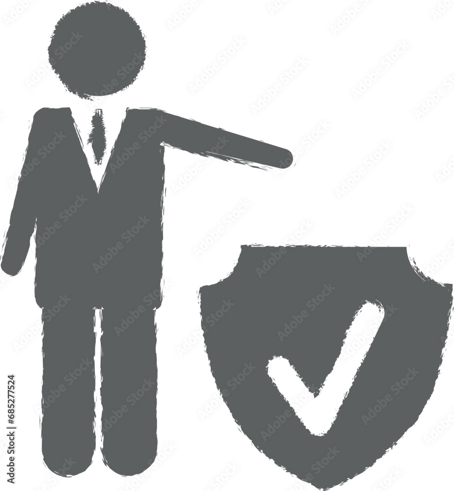 Insurance, employment, labor, protection icon grunge style vector Insurance, employment, labor, protection icon grunge style vector