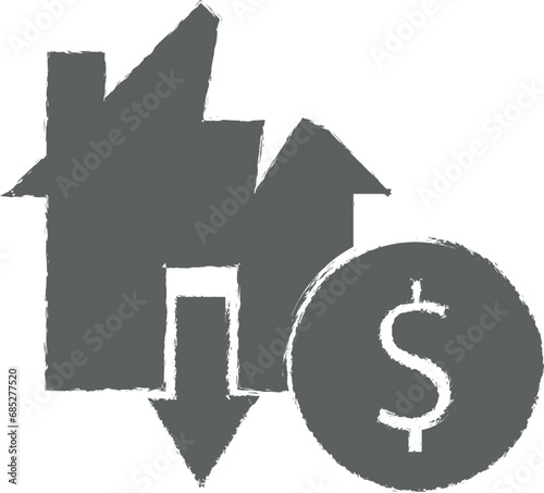 Insurance, damage, expenses, house, living icon grunge style vector