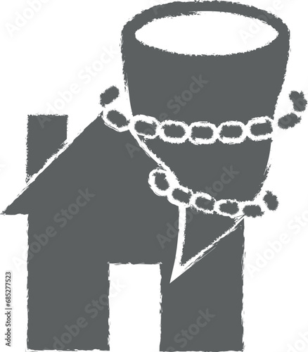 Insurance, house, tornado, windstorm icon grunge style vector