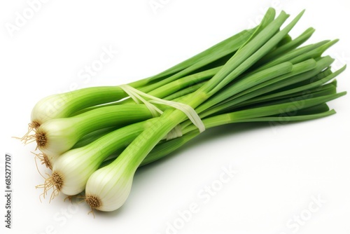 Young green onion isolated on white background 