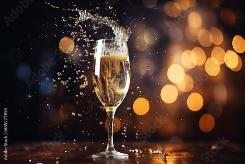 Celebration toast with champagne. New Year. Generative Ai