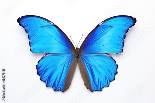 Beautiful blue tropical Morpho butterfly isolated on white background