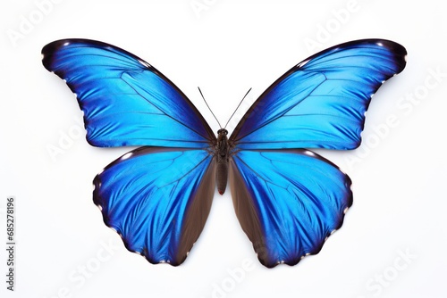 Beautiful blue tropical Morpho butterfly isolated on white background © GalleryGlider