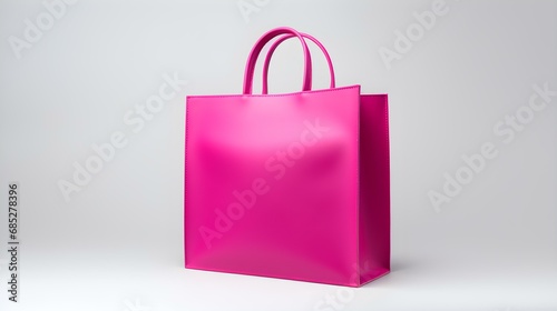 Magenta Shopping Bag on a white Background with Copy Space. Template for Sales and Auctions