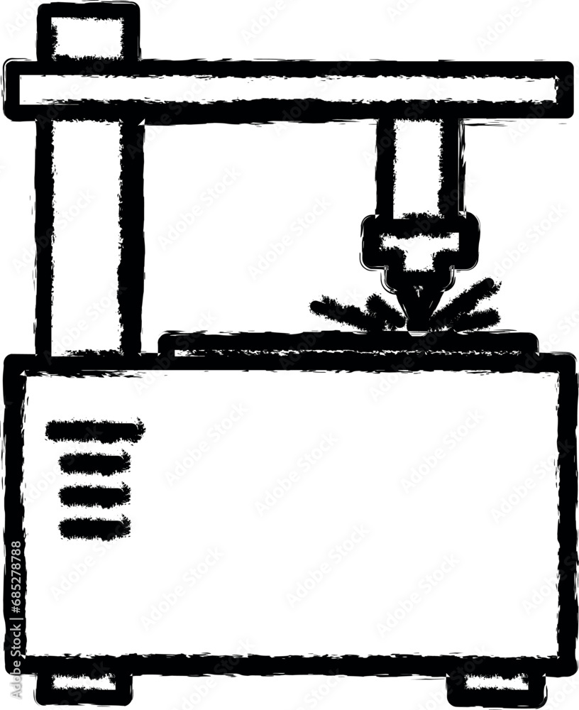 Laser machine icon grunge style vector