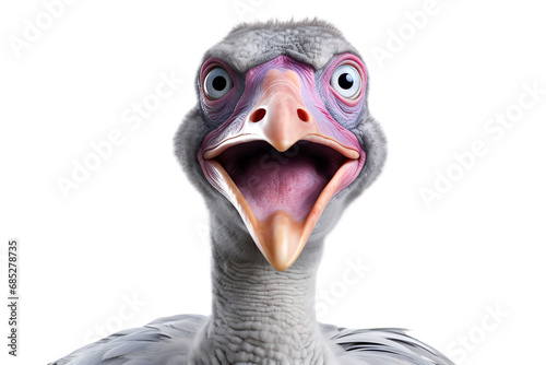 crazy dodo head bird dinosaur isolated on transparent background