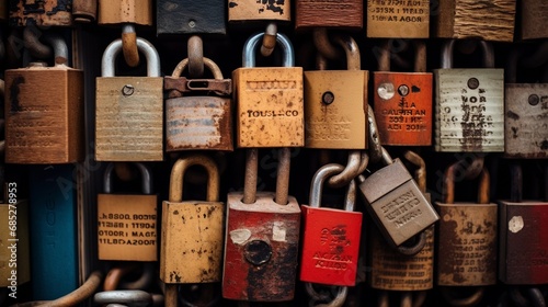 Promises Secured: Wall of Love Padlocks with Messages of Commitment photo