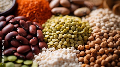 Close-Up of Colorful Legumes and Grains Texture photo