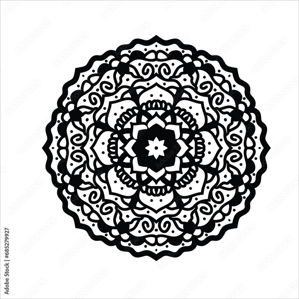 Round Ornament Pattern Mandala. Vintage decorative elements. abstract floral elements, meditative flower motif, Islam, Arabic, Indian, ottoman motifs. Mandala with floral patterns.