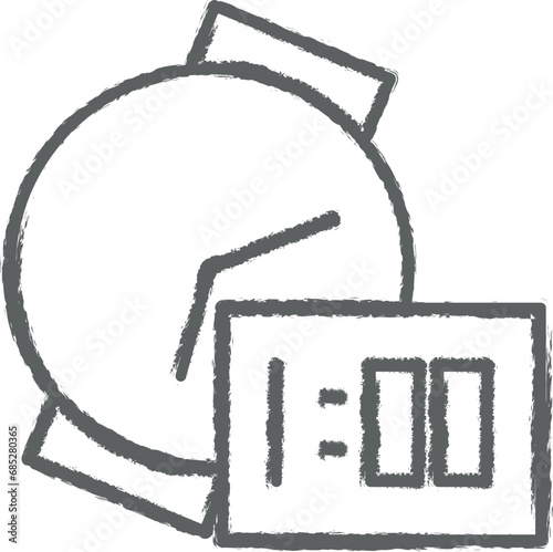O clock, timer, mall, shop icon grunge style vector