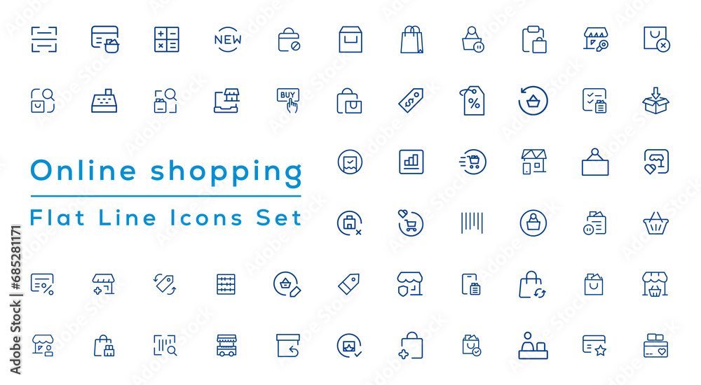 Big Set of Shopping icons. E-commerce icon collection. Online shopping thin line icons Big Set of Shopping icons. E-commerce icon collection. Online shopping thin line icons