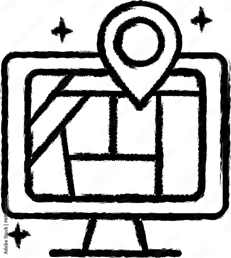 Computer location icon grunge style vector Computer location icon grunge style vector