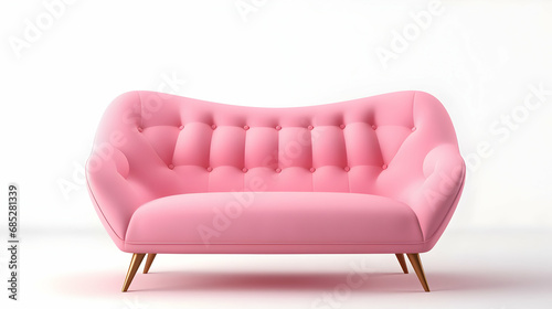 A pink pastel colored sofa in a pink walls living room mock up.Generated Ai.